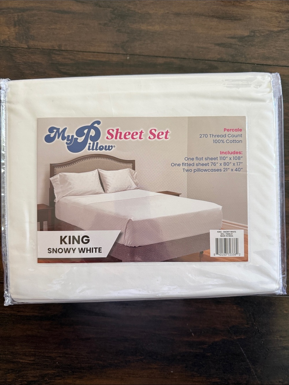 MyPillow King Sheet Set - Snowy White Percale Cotton